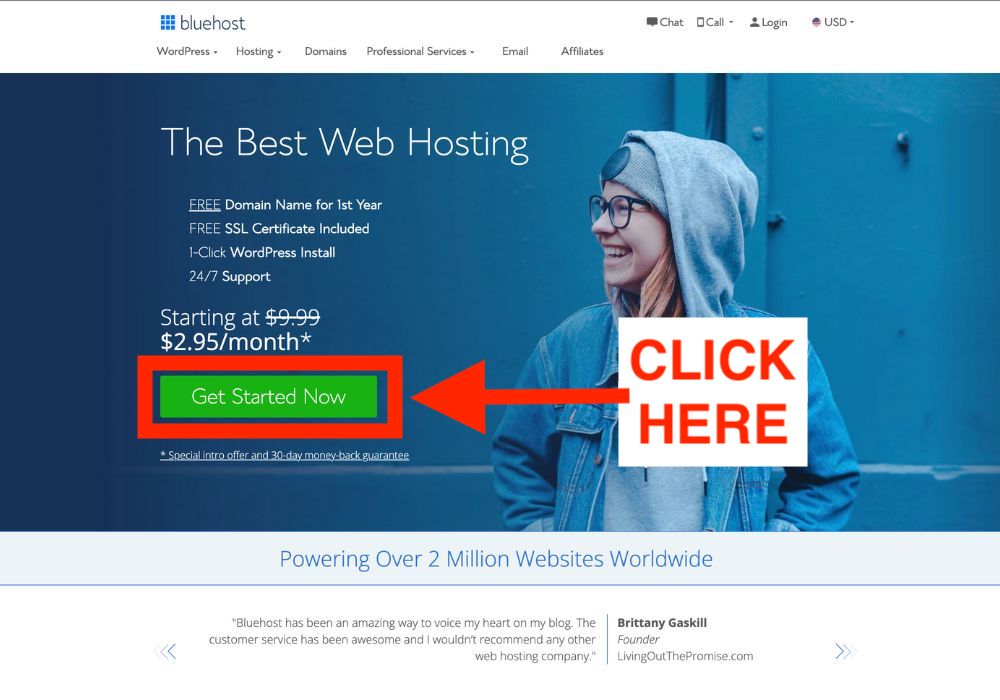 Step 1 Of How To Start a Travel Blog - Set up Hosting & Domain at Bluehost