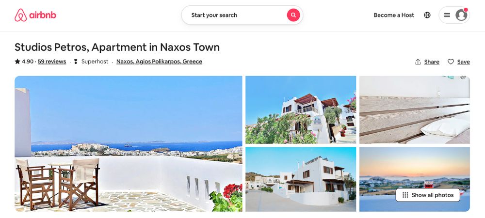 airbnb in naxos greece