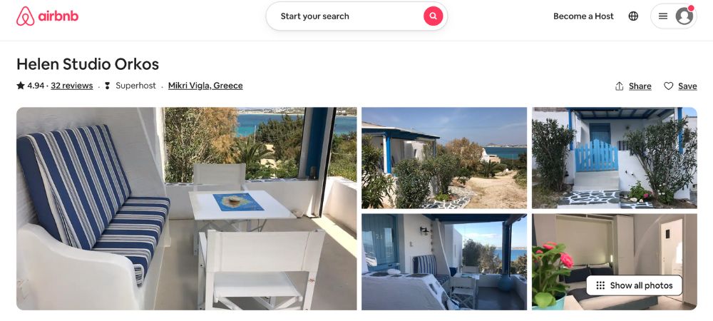 airbnb naxos greece