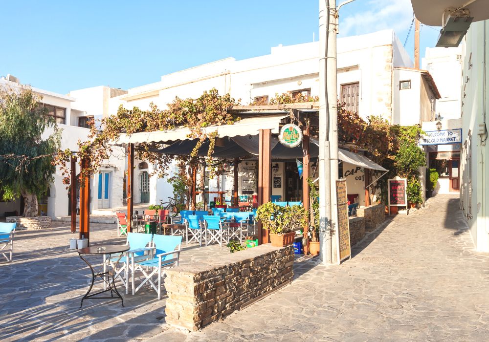 Restaurant in Naxos Chora town, Naxos island in Greece.