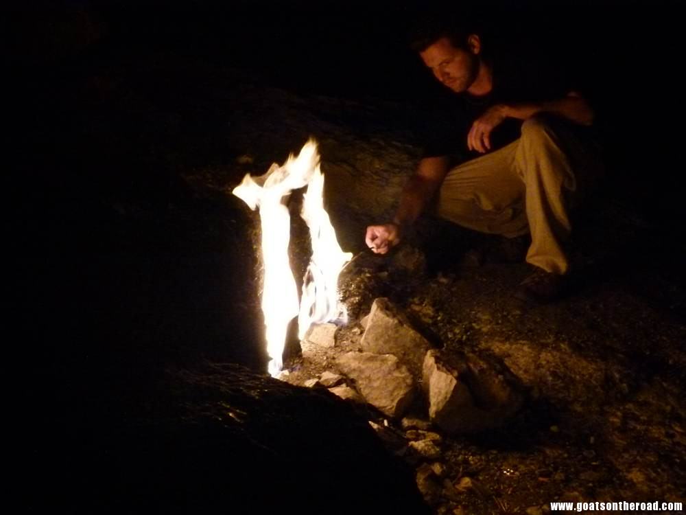 Nick at the Chimaera Flames, Olympos, Turkey