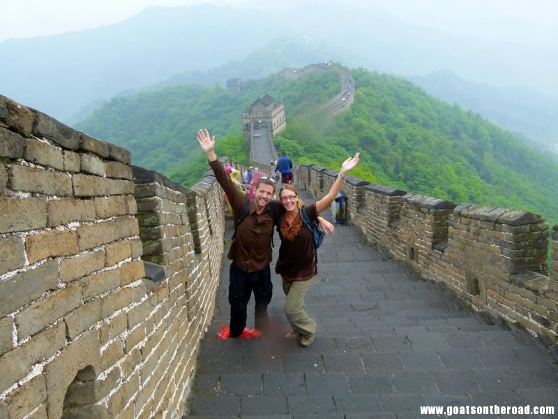 Budget backpacking couple in Beijing