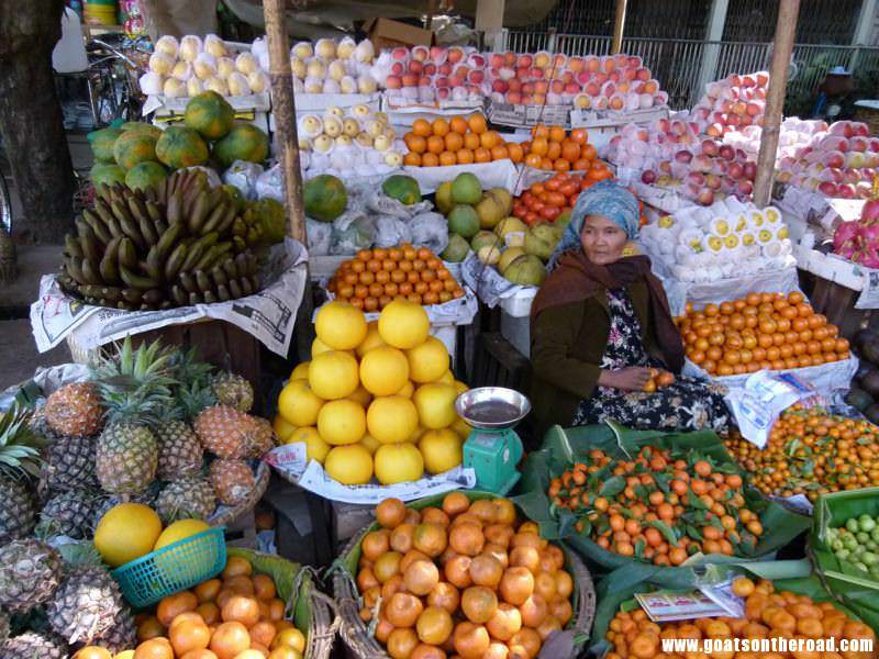 A local fruit vendor near AD-1 Hotel, Mandalay, Myanmar budget backpacking, mandalay myanmar
