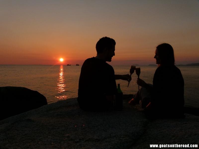 enjoying a bottle of wine at sunset, Koh Phangan, Thailand