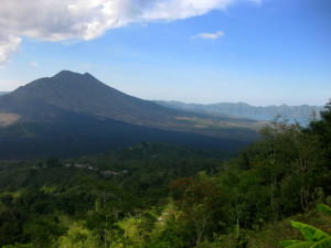 Beautiful views of Mount Batur and Lake Batur in the Kintamani area, Bali, Indonesia. travel budget