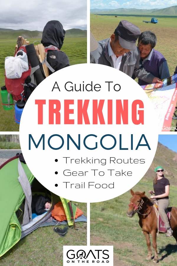 Mongolian adventure travel with text overlay A Guide To Trekking Mongolia