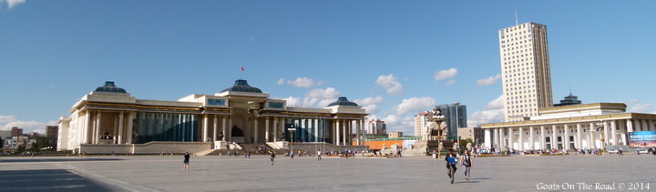 traveling Mongolia at Sükhbaatar Square in ulaan batar