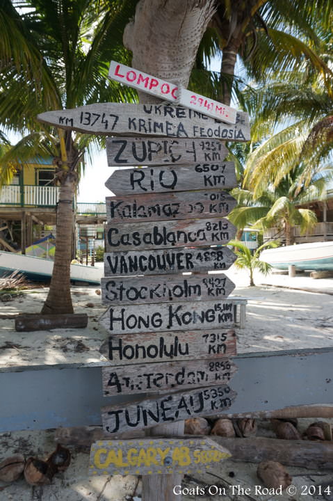 Calgary Vancouver sign in Caye Caulker