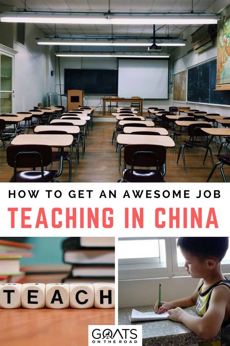 Classroom with text overlay How To Get An Awesome Job Teaching In China