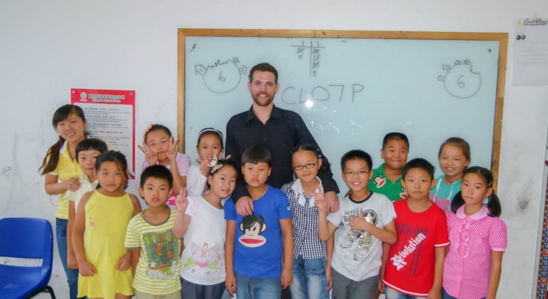 teaching jobs in China Nick with his Students