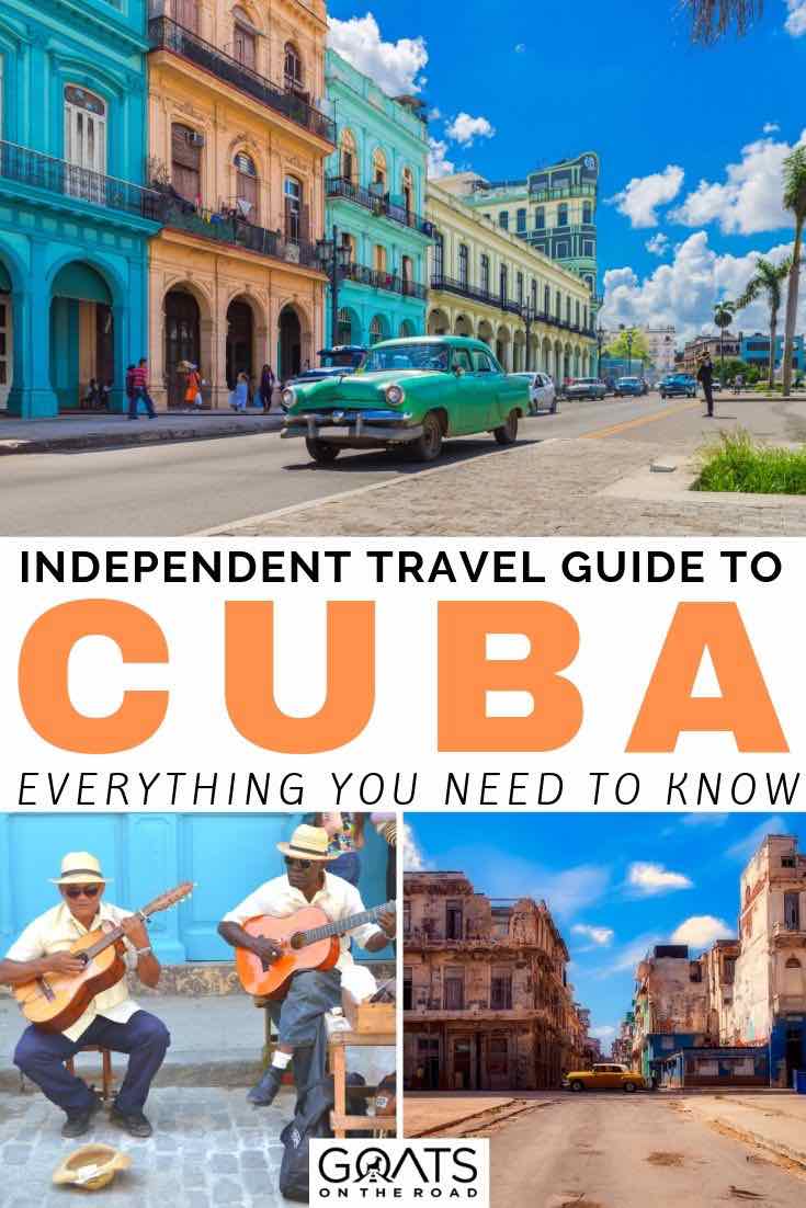 Havana with text overlay independent travel guide to cuba