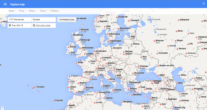 Google Flights Map