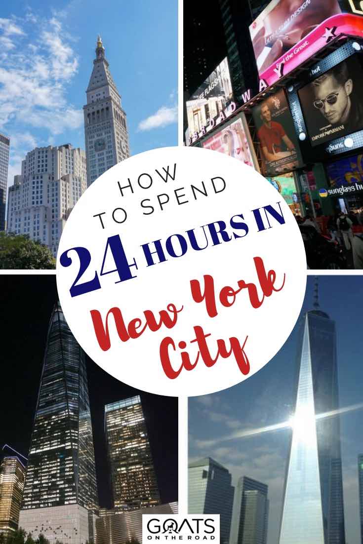 Do you have a 24 hours stop over in New York City? We’ve got your itinerary sorted, there’s so many things to do in this incredible city. From lower Manhattan to Upper Manhattan we cover the highlights, from The statue of Liberty, Broadway, China Town, 5th Avenue, Central Park, Madison square garden, Times square and more! | #newyorkcity #USAtravel #prettycities city buildings with text overlay how to spend 24 hours in New York City