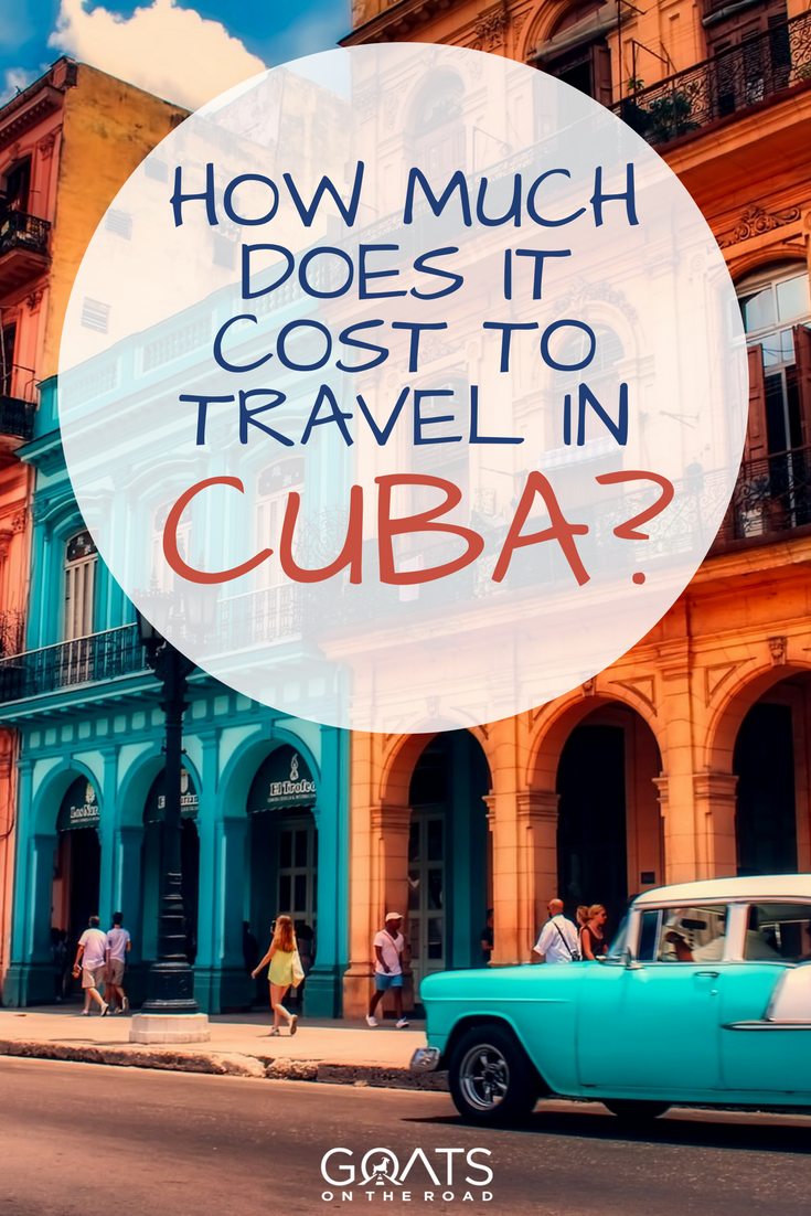Colourful street with text overlay How Much Does It Cost To Travel In Cuba