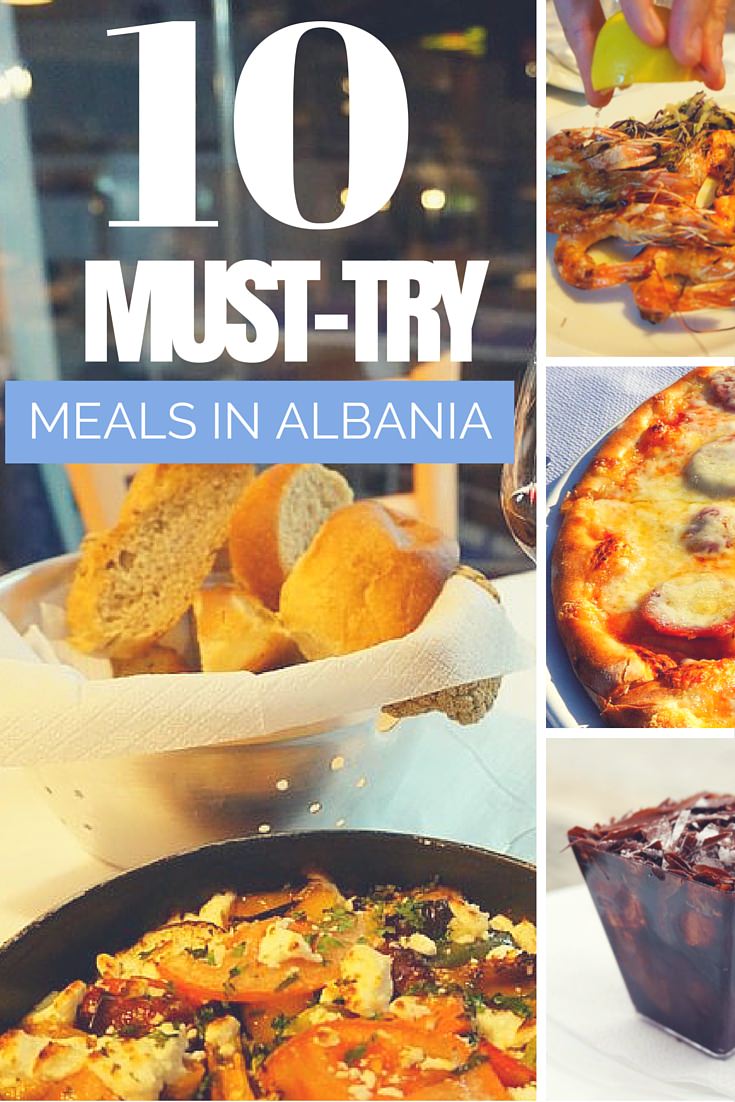 Fancy getting of the beaten track for your next trip to Europe? After reading this post on the best food in Albania, you’ll be booking your ticket straight to this unique destinations in the Balkans | #hiddengem #balkanstravel #albania #albaniatips #albaniarecipes #alabaniafood #berat #UNESCO #travel #traveleurope #bestplaces Popular Albanian dishes with text overlay 10 Must Try Meals in Albania