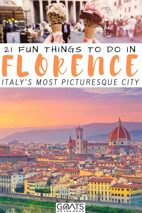 Florence city skyline with text overlay 21 fun things to do