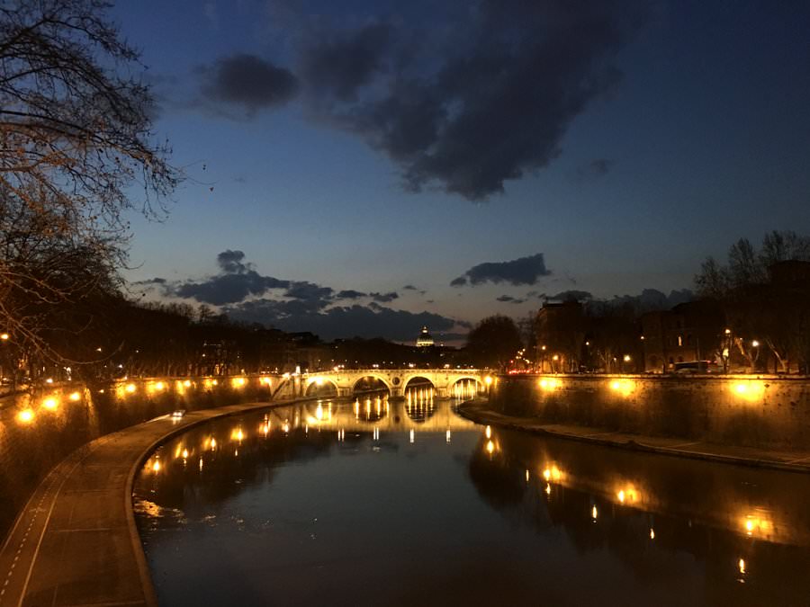 bridge in rome at sunset