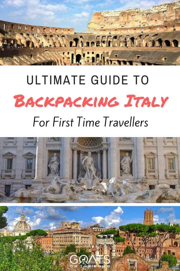 Attractions in Rome with text overlay Ultimate Guide To Backpacking Italy