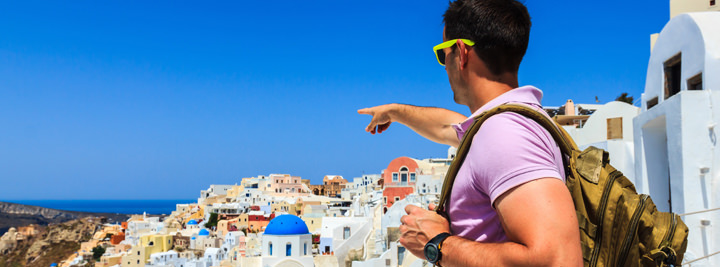 tourist takes in view of greece