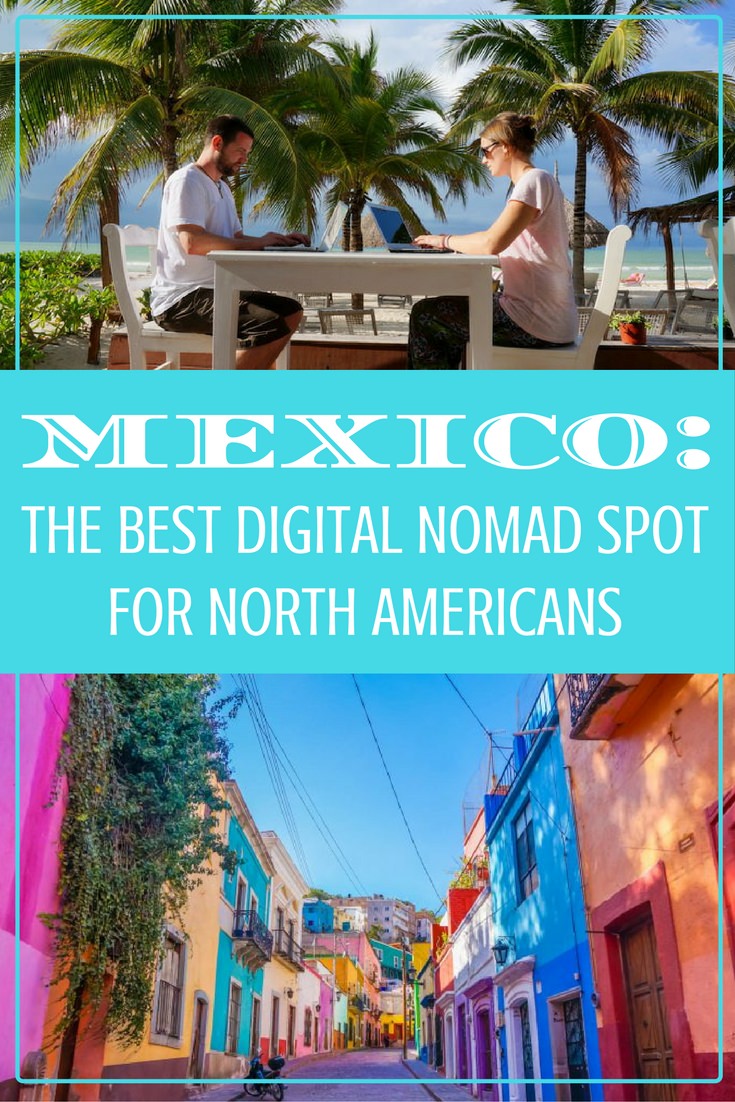 Have you dreamed of living in Tulum, Oaxaca, or Playa Del Carmen in Mexico? If you are a digital nomad it’s one of the best places to live, with cheap food, accommodation, activities and medical! We’ve got the ultimate cost breakdown of living in Mexico, with tips on where to stay, what the WIFI is like, and pros and cons. Check out our tips and start planning! | #visitmexico #digitalnomad #travelblogger digital nomads in mexico with text overlay mexico the best digital nomad spot