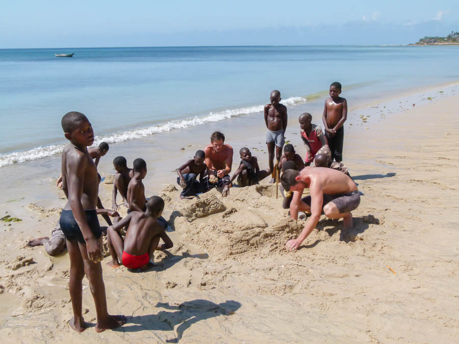 Nick with kids in Africa Mozambique