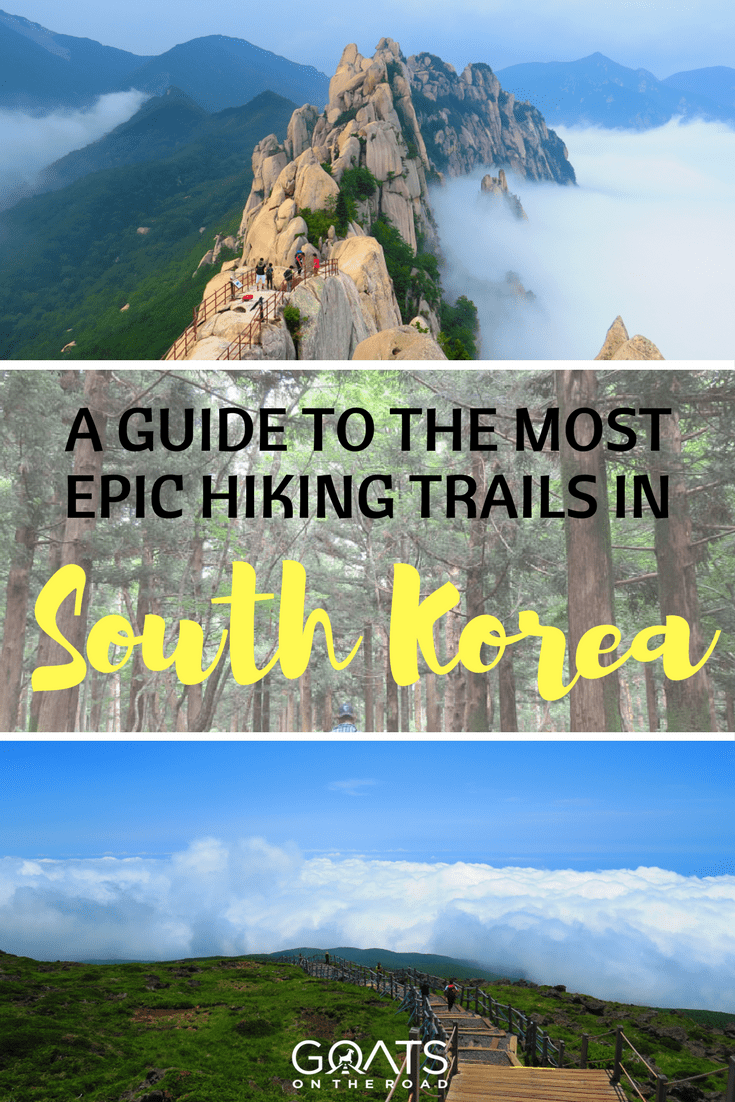epic hiking trails in South Korea with text overlay