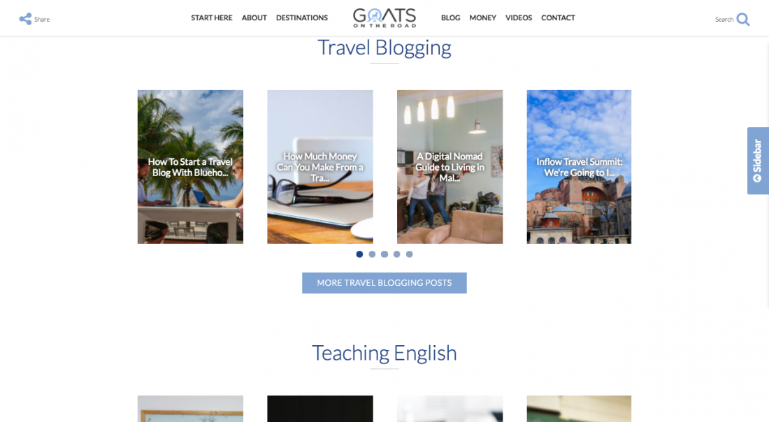 new blog design make money for travel page