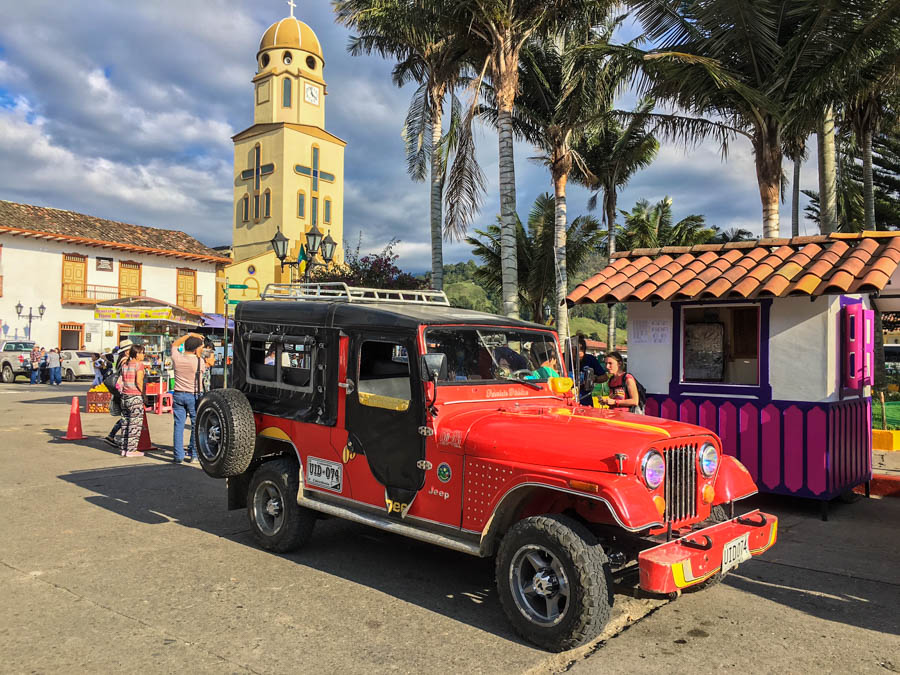 a willy (jeep( for transport in the town of salento colombia 