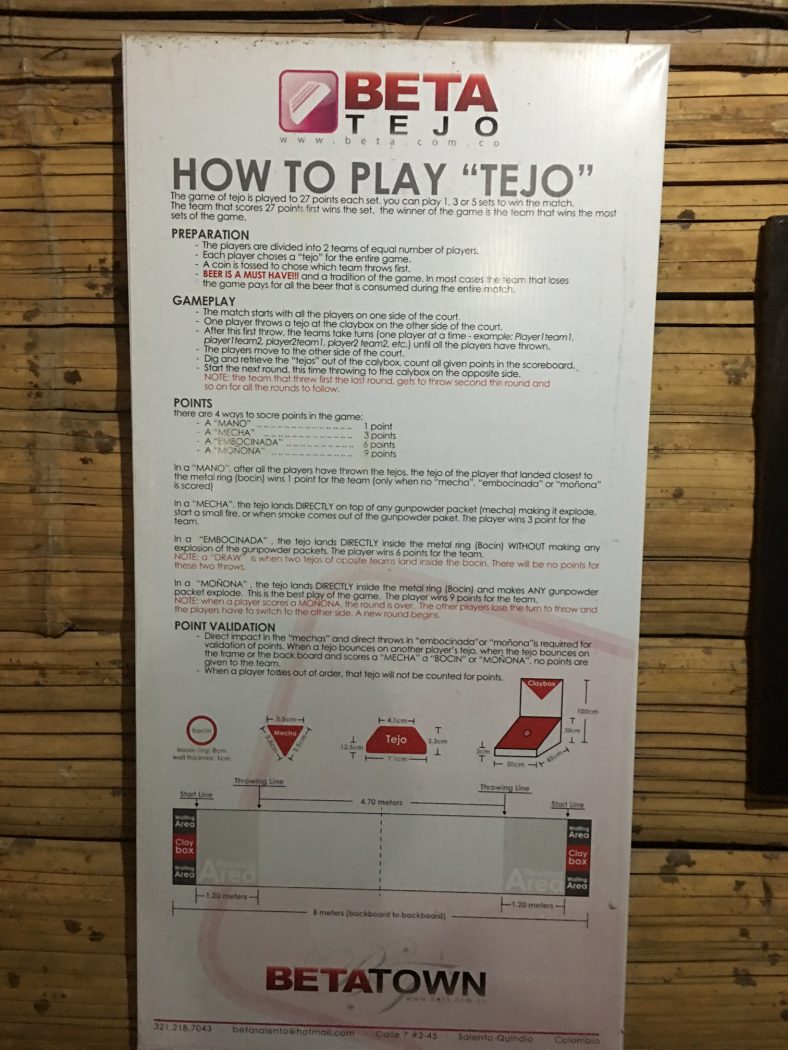 rules for how to play tejo game when backpacking colombia 