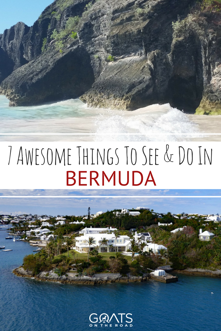 Town over bay in bermuda with text overlay
