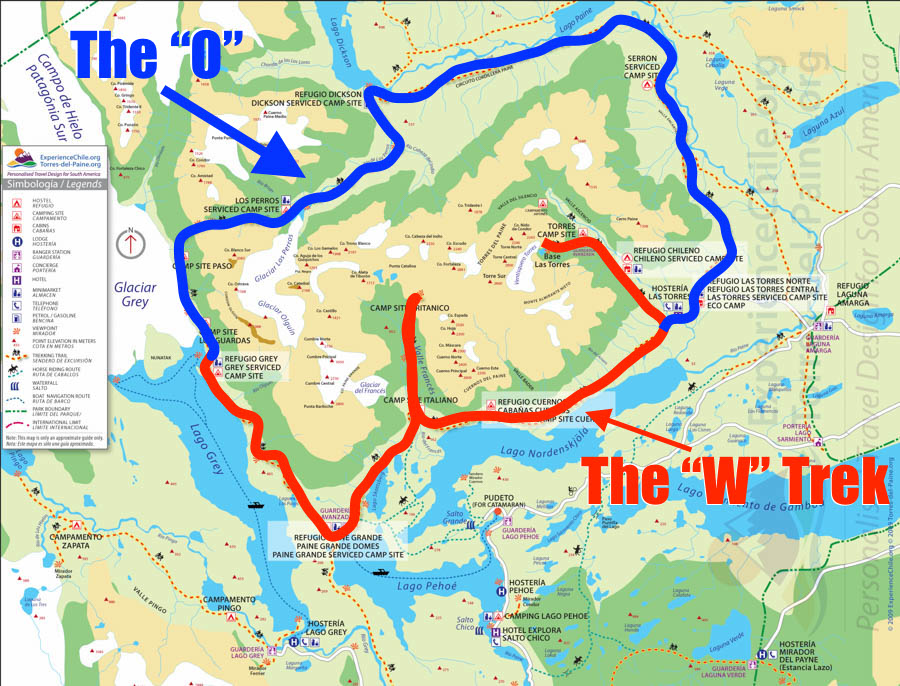 O Trek Torres Del Paine Map