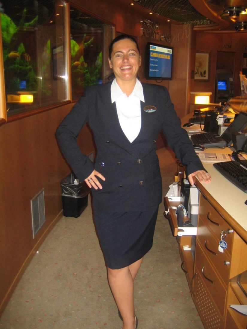 working as a guest service officer on a cruise ship to make money for travel