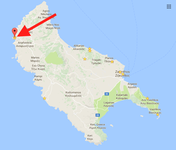 Where is Navagio Beach? (Where is Shipwreck Cove?) map