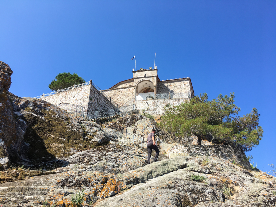 travel to petra lesvos greece Hiking up to the Glykfylousa Panagia Church 