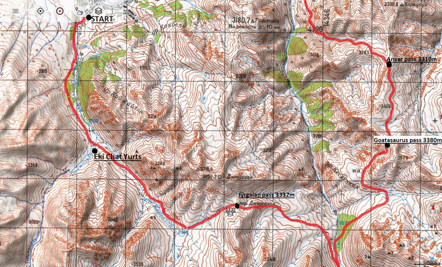 map for trekking keskenkija trek kyrgyzstan