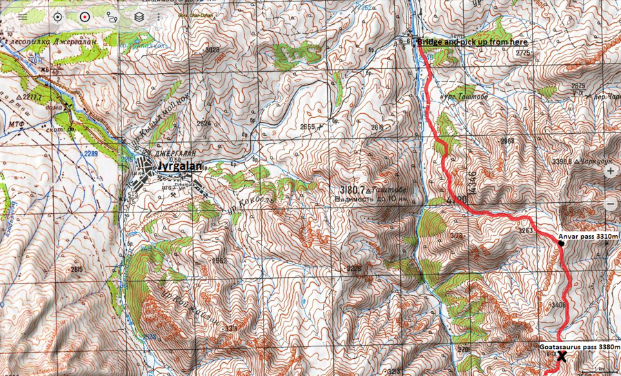 topographical map for trekking jyrgalan kyrgyzstan