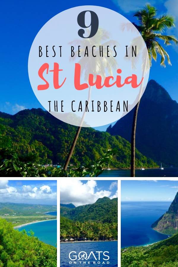 beautiful beaches in St Lucia with text overlay