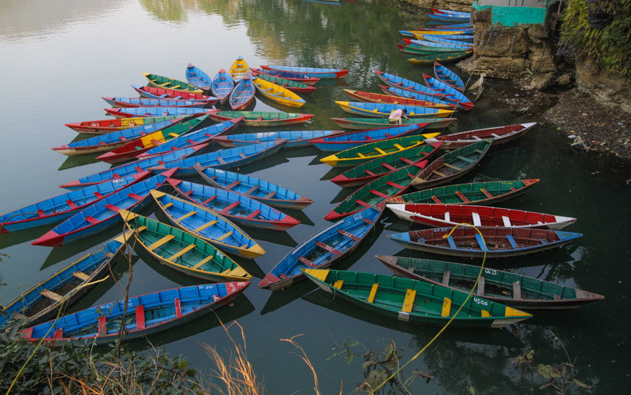 Traditional boats on the Pokhara Phewa Lake- 12 amazing places to visit in nepal