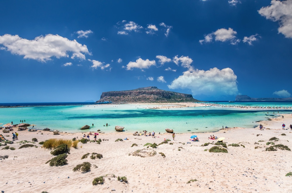 The white sand of Balos Beach, a top beach in Greece