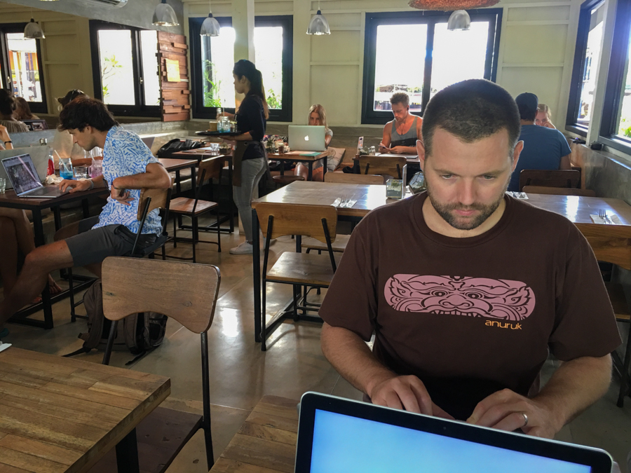 working at nude cafe in canggu bali as a digital nomad