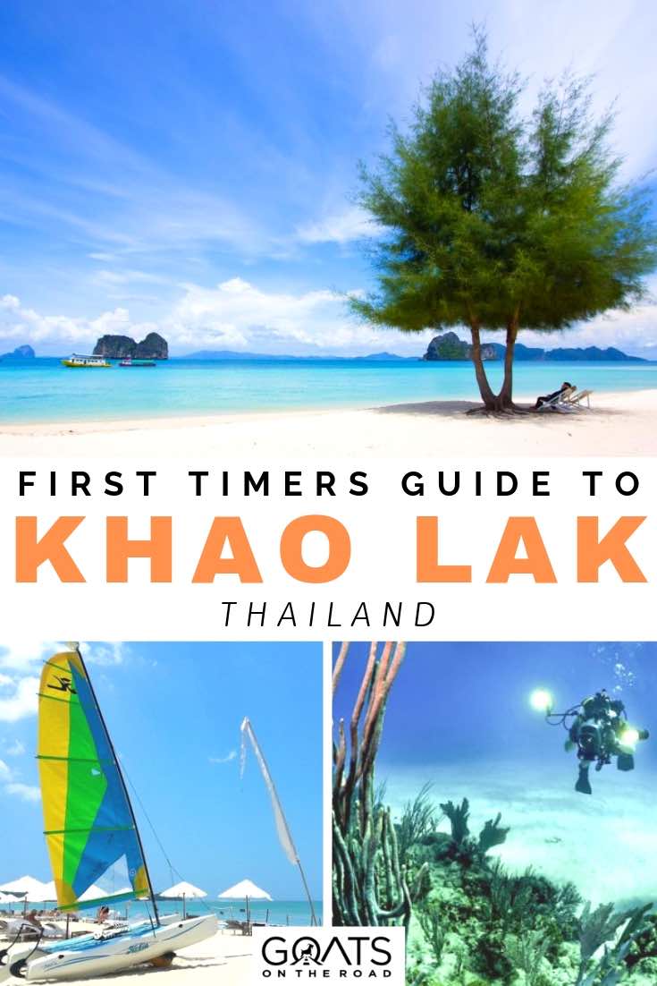 beautiful beach with text overlay first timers guide to khao lak thailand