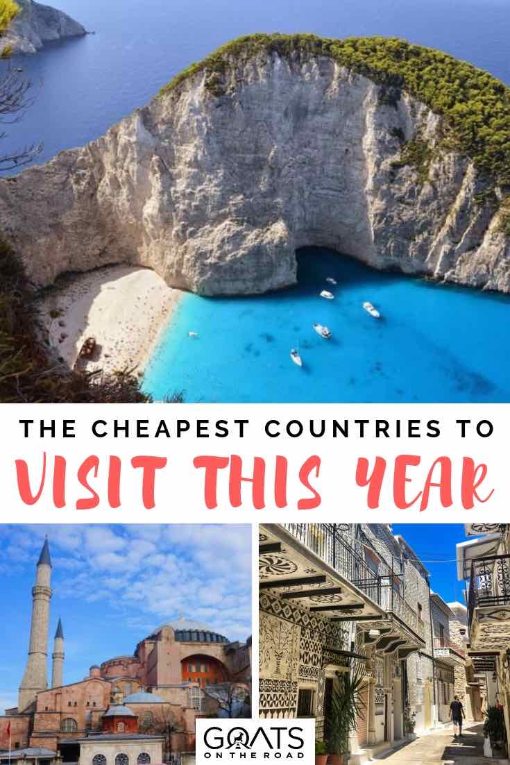 cheapest travel destinations with text overlay