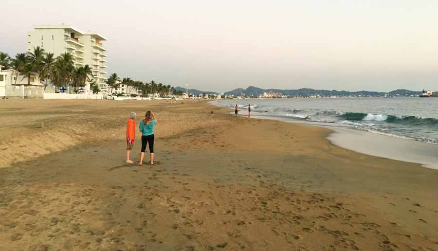 manzanillo colima walking along manzanillo by at sunset