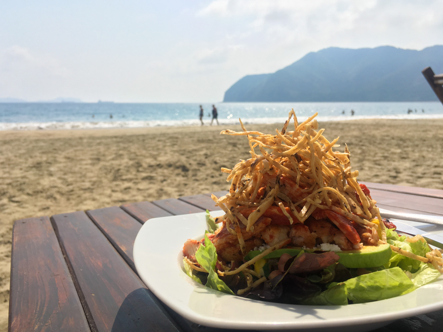 manzanillo mexico eating lunch at oasis beach club