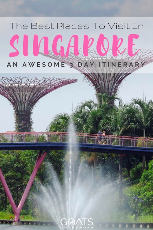 Gardens by the bay with text overlay the best places to visit in Singapore