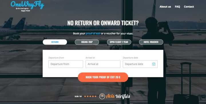 Proof of onward ticket One Way Fly Website