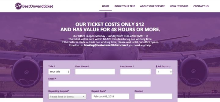 Proof of onward ticket renting a ticket online