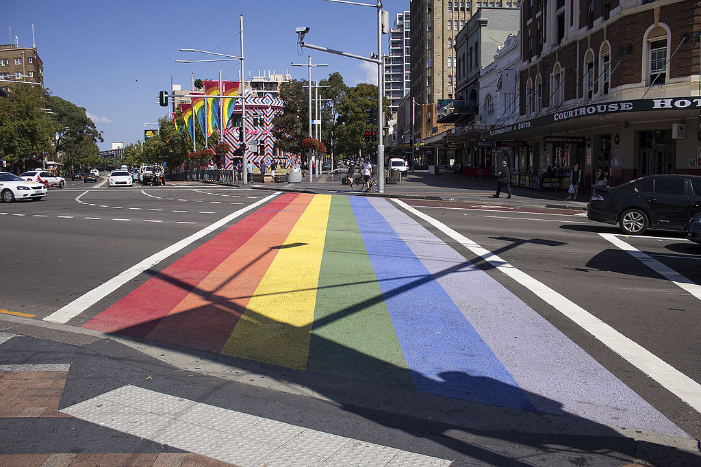 where to stay in sydney darlinghurst neighbourhood with gay pride stripes