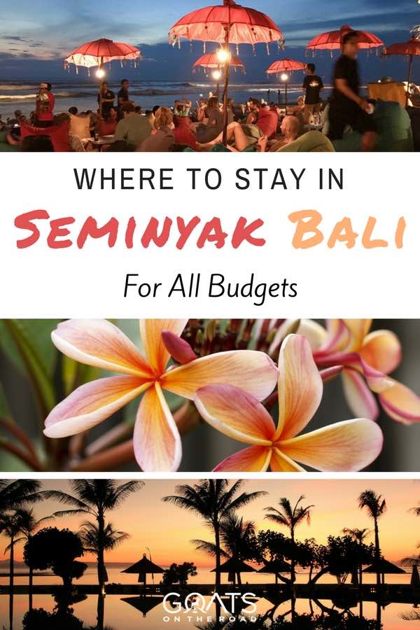 Bali landscapes with text overlay where to stay in Seminyak