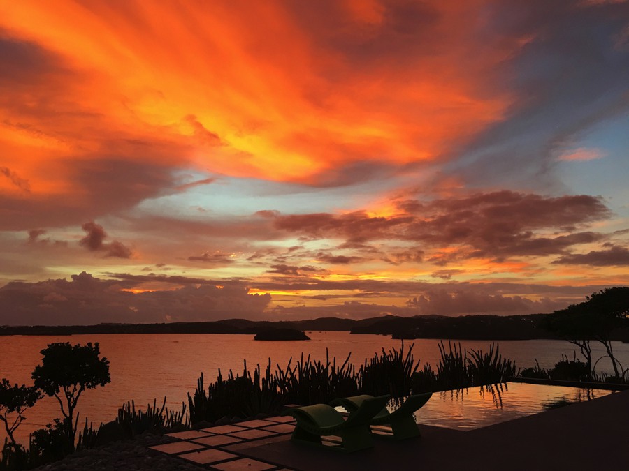 Sunset view from a luxury house sit in Grenada